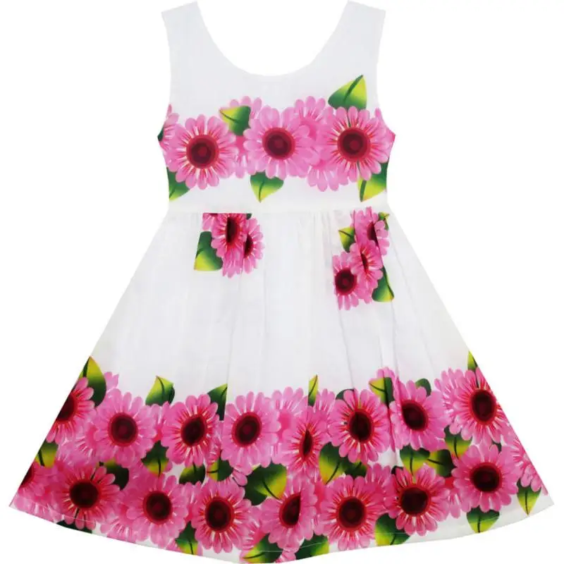 Sunny Fashion платья для девочек Подсолнечник Зеленый Листья Рукавов 2020 Лето Принцесса