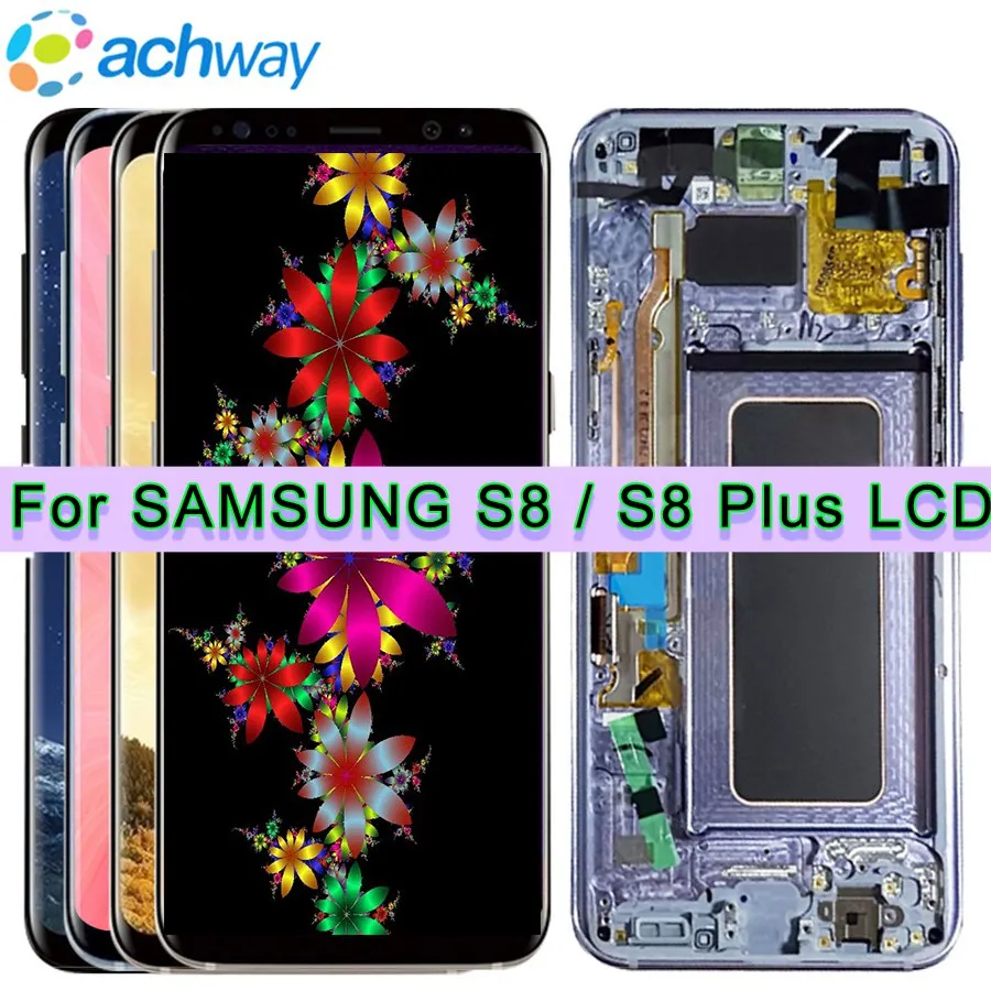 

SUPER AMOLED 5.8'' Replacement For SAMSUNG S8 G950 LCD Digitizer Assembly 6.2'' For Galaxy S8 Plus G955 Touch Screen with Frame