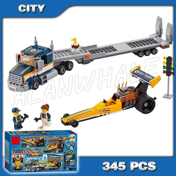 

345pcs City Great Vehicles Dragster Transporter Model Building Blocks 10650 Assemble Bricks Children Toys Compatible with