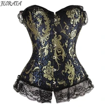 New Fashion Corsets And Bustier Sexy flower Pattern Waist Trainning Satin Overbust Corset Plus Size Body