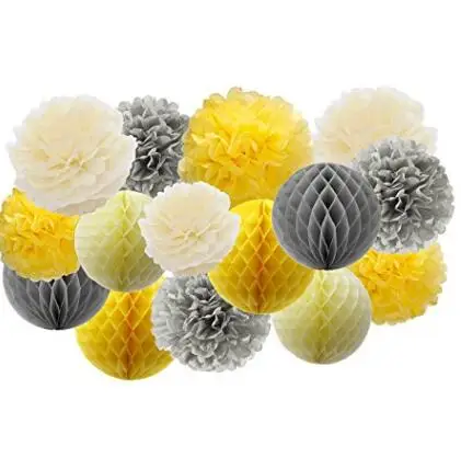 15pcs Yellow Grey Elephant Baby Shower Decorations Tissue Paper