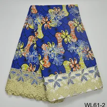WL20 вышивка Нигерия Высокое Качество Химический шнур Королевский синий золото Гана Анкара Африканский Воск кружевной ткани