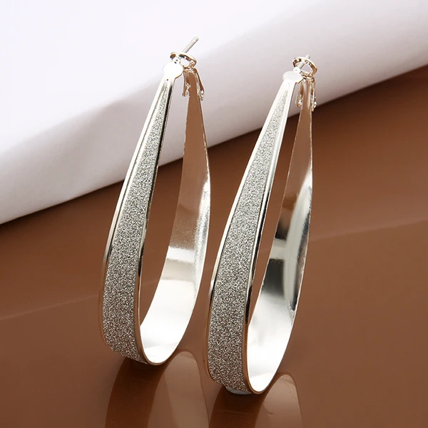 

2015 925 sterling silver big grand bring smooth letter U earring hoop for women girls fine fashion trendy wholesale jewerly