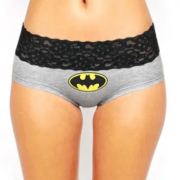 

Women Briefs For HERO Batman sexy Cartoon Printed Lace Cotton Panties Breathable Ropa Interior Triangle Female underpants