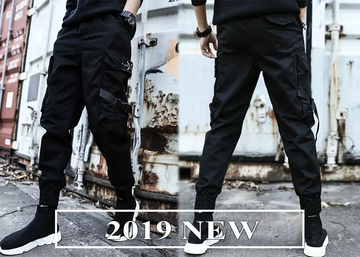 Streetwear Ribbons Casual Pants Men 