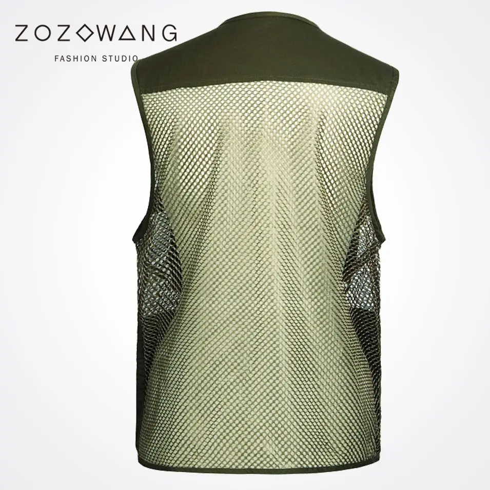 Zozowang 2017 new solid v-neck zipper spring summer autumn plus size 3XL waist coat men fashion Multi-pocket vest men Khaki Zozowang 2017 new solid v-neck zipper spring summer autumn plus size 3XL waist coat men fashion Multi-pocket vest men Khaki