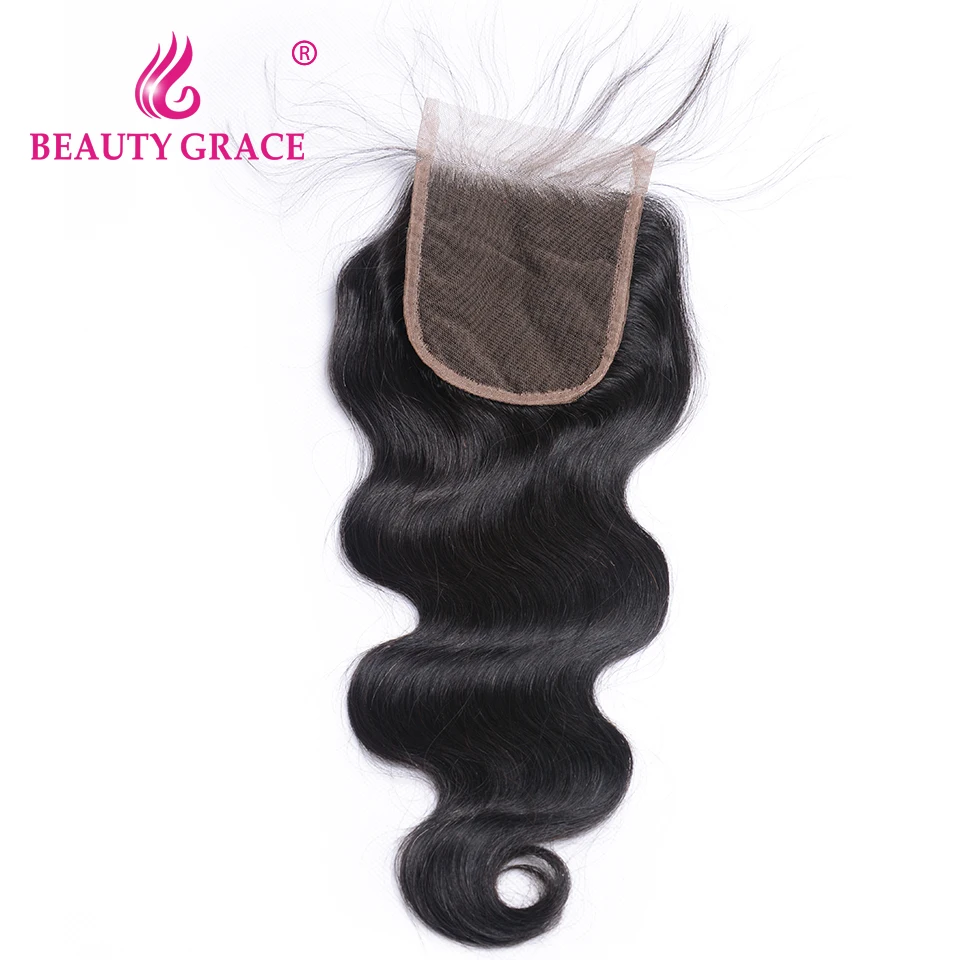 Beauty Grace Brazilian Body Wave Lace Closure With Baby Hair 4x4 Remy 100% Human Hair Free Part Top Closures body-wave