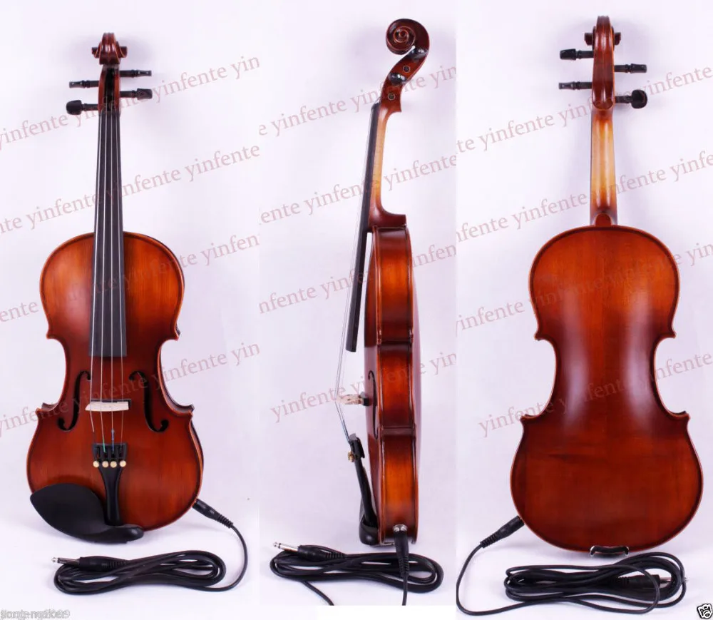 

4/4 Electric Violin Acoustic Solid wood Silent Free case rosin #Y2