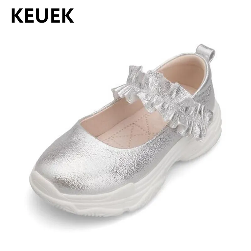 

New Children Casual Leather Shoes Student Sneakers Breathable Girls Single Shoes Princess Baby Sports Flats Kids Shoes 019