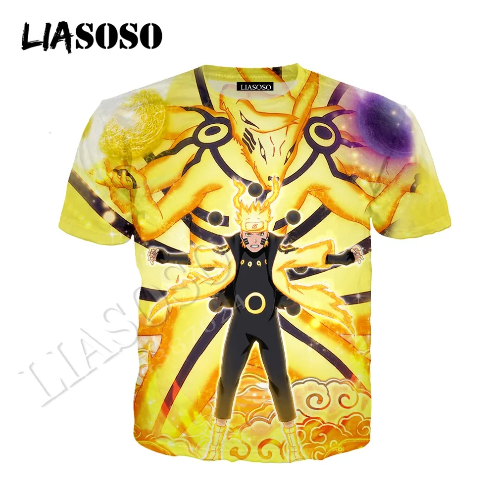 LIASOSO latest 3D print cozy polyester sportswear set Harajuku hot anime Naruto Nine tailed fox men women Tees hoodie CX889