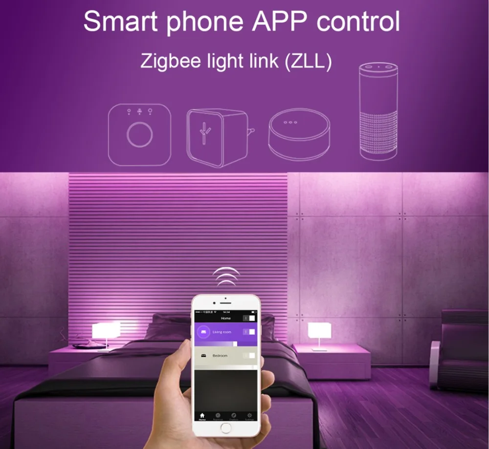 RGB теплый белый точечный светильник GU10 Spotlight zigbee zll 5 Вт AC100-240V led приложение смартфон приложение работать с Amazon Echo плюс led