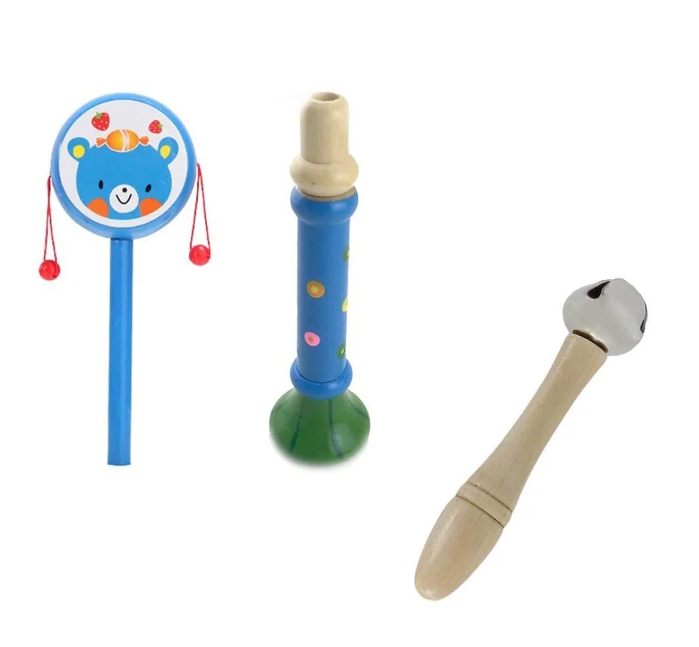 Musical Instruments Kids Mini Wooden Percussion Toy Colorful Boys Girls Rhythm Band Set Tambourine Finger Castanets Musical Toy