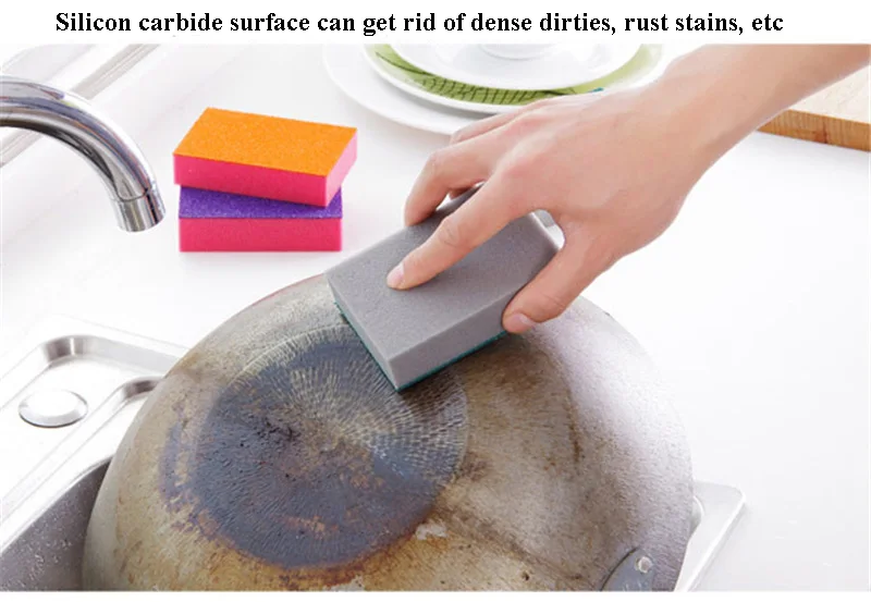 Очищающая губка для очистки от накипи супер сильный ластик для удаления ржавчины кухонный инструмент двухсторонний волшебный скраб для мытья кухонной утвари Спонж от ржавчины