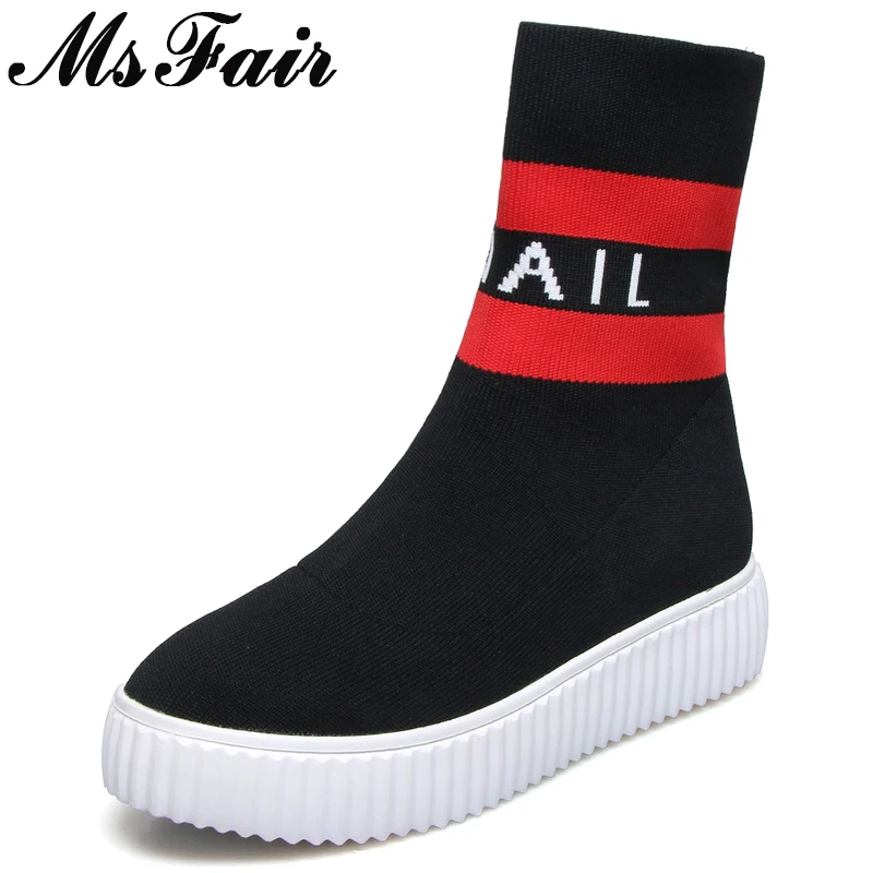 

MsFair Women Boots Platform Round Toe Ankle Boots Women Shoes 2018 Hot Selling Elegant Mixed Colors Thick Bottom Boots For Girl