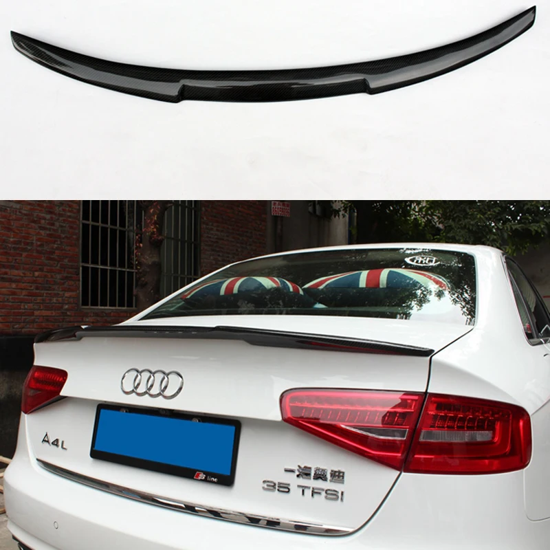 

Black Carbon Fiber Rear Boot Spoiler Wing Trunk Spoiler Wing M4 Style for Audi 2013-2016 A4 B8.5 Quattro