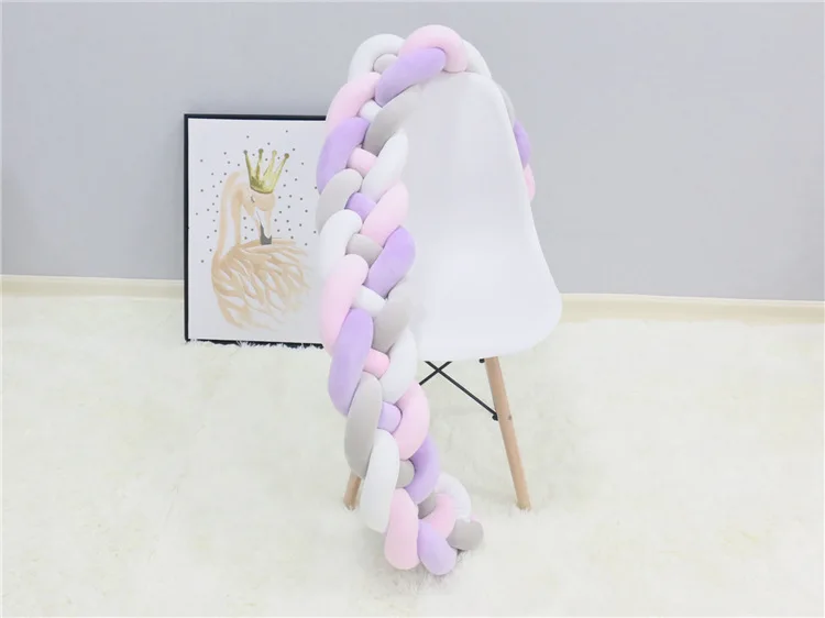 Feito à Mão Tecelagem de Pelúcia Decoração do Quarto Bebê Cama Pára-choques Quatro Dobras nó Longo Trança Protetor Berço Infantil Travesseiro 2 m 12 tecelagem de pelúcia bebê protetor berço infantil