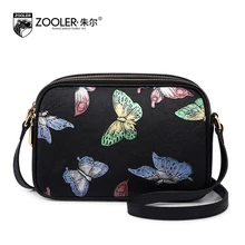 Zooler impresión bolsa pequeña hembra de la nueva primavera y el verano 2017 señoras de bolso de hombro del patrón de mariposa de cuero genuino bolsas de mensajero