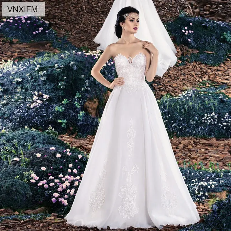 VNXIFM 2019 New Sexy Wedding Dresses Elegant Lace Appliques Off the Shoulder A Line Long Bridal Gowns Backless Dress | Свадьбы и