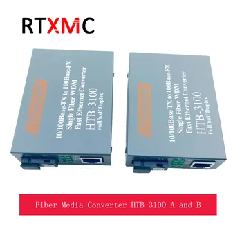 

2 Pair HTB-3100 Optical Fiber Media Converter Fiber Transceiver Single Fiber Converter 25km SC 10/100M Singlemode Single Fiber