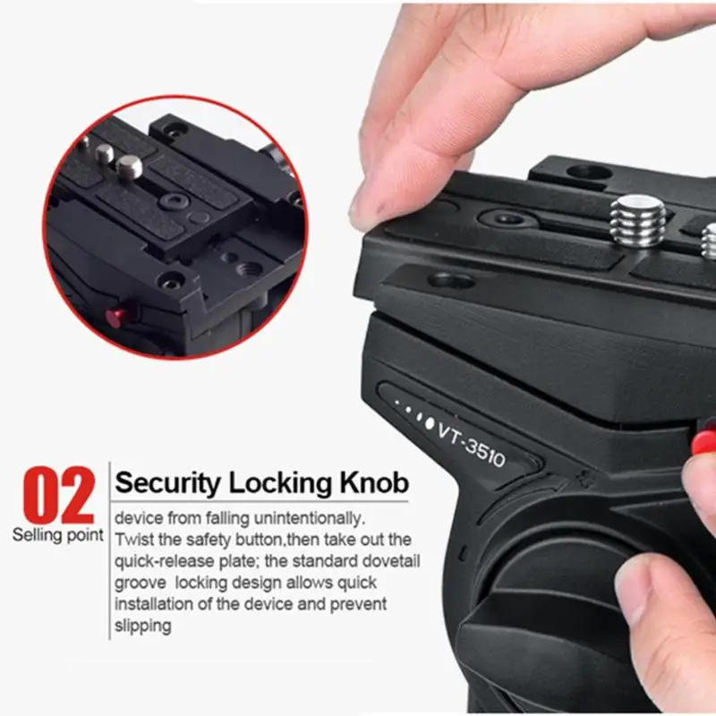 Baratos Kingjoy VT 3510 cabeza de trípode panorámica hidráulica fluida cabeza de vídeo para trípode monopié soporte de cámara móvil SLR DSLR