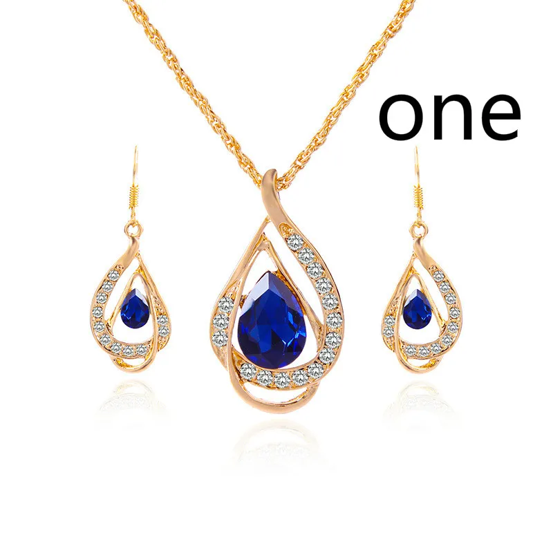 

CBO14 water drop bohemia Crystal Drops Jewelry Necklace Earring Set with two color