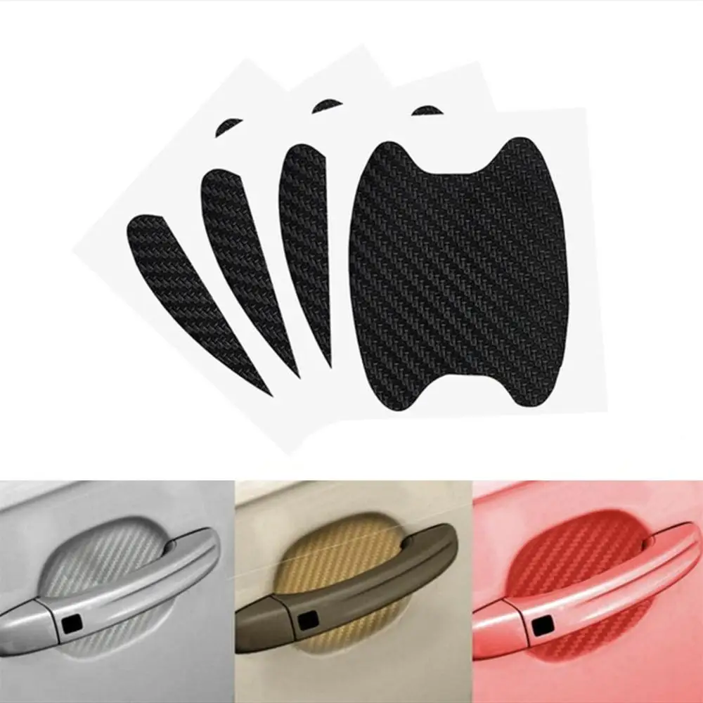 

4Pcs Universal Anti-Scratch Car Sticker 4D Carbon Fiber Door Handle Cover Trim