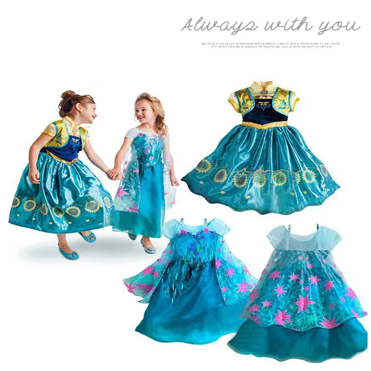 Платье принцессы Эльзы и Анны для девочек; платья для свадебной вечеринки с принтом «Холодное сердце»; детские летние платья принцессы; vestidos Infantis; вечерние платья для костюмированной вечеринки