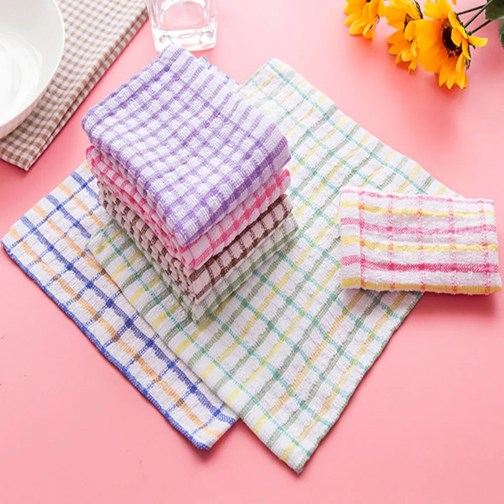 

Tea Towels Pack Set Terry Cotton Kitchen Dish Cloths Large Cleaning Check Wash Cloths Quick Drying Washcloth Towel Kitchen Hang