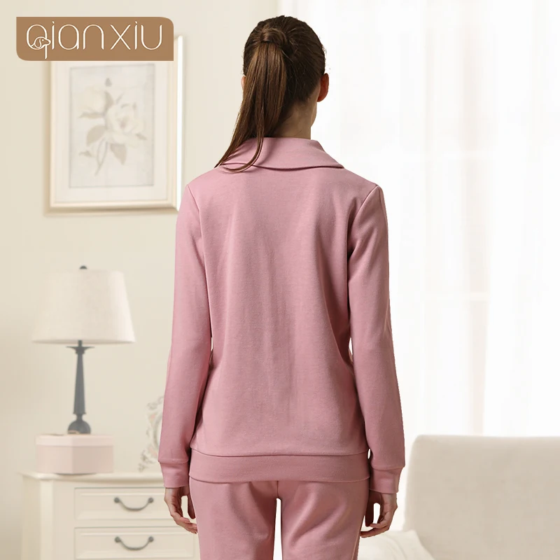 Qianxiu пижамы модальные хлопок пижамы комплект для женщин свободного покроя лоскутная одежды пары соответствующие салон одежда