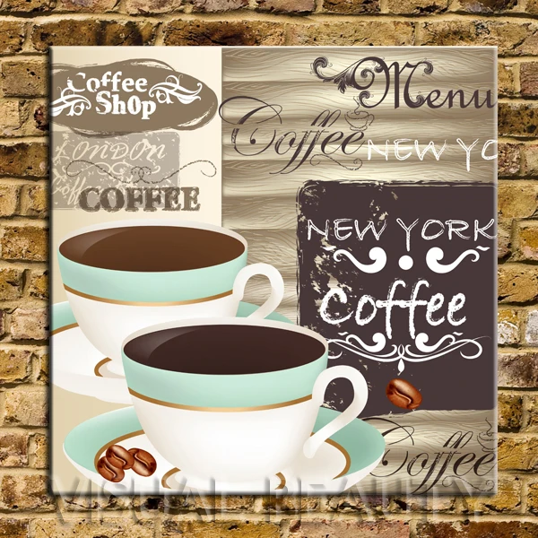 FREE SHIPPING New York Coffee Shop Word Canvas Arts Print Paintings Decoration(Unframed)70X70cm | Дом и сад