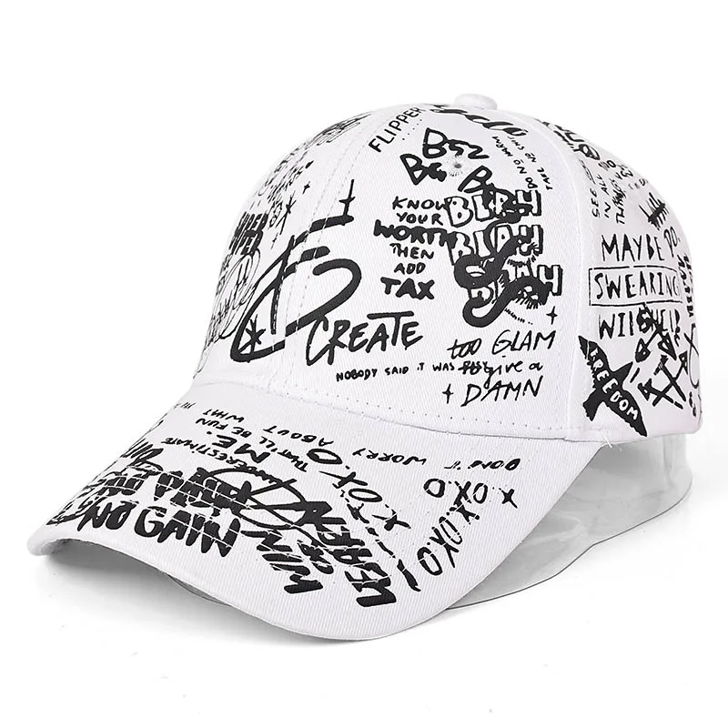 Бейсболка с граффити для женщин и мужчин, лето, с буквенным принтом, Snapback Gorras Para Hombre Casquette Femme, шапки в стиле хип-хоп, белые, черные