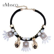 Crystal rope choker necklace winter women luxury statement necklaces handmade weave chain short necklaces eManco NL13531