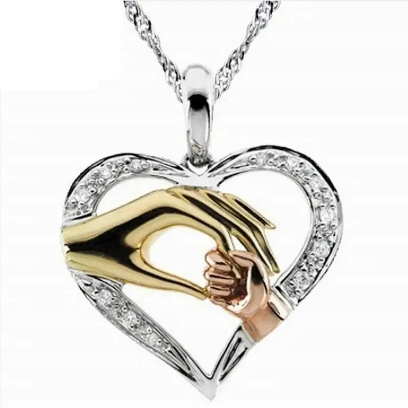 

Mother And Child Hand In Hand Pendant Necklace Gift For Mom Daughter Sister Grandmother Friends Jewelry Gift Box Wholesale