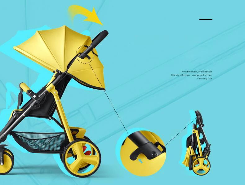 Легкая складная детская коляска может сидеть и откидываться ударом четыре колеса портативная коляска