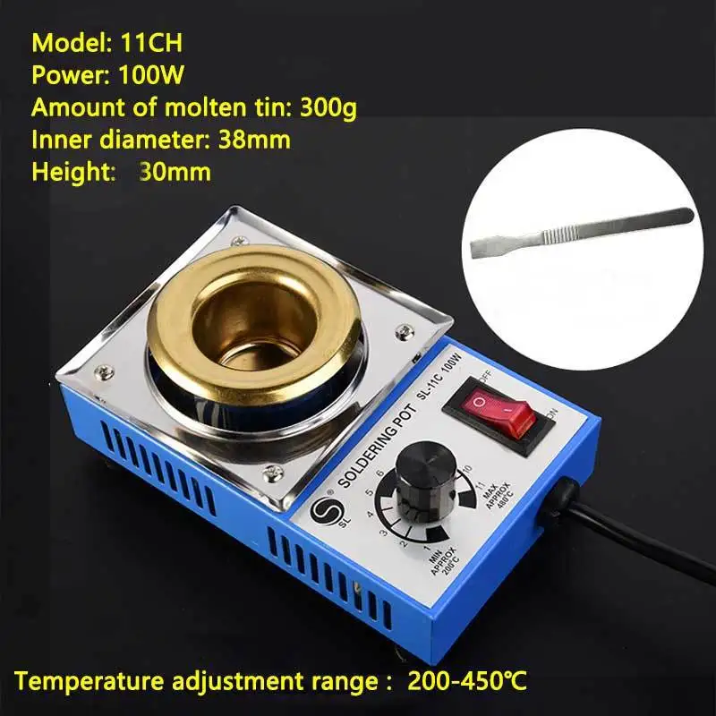 Lead-free adjustable temperature melting tin furnace 100-300W titanium alloy bench soldering pot dip soldering machine inverter arc welder Welding Equipment