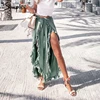 Special Price Summer Pants Capri Simplee High-Waist Baggy Ladies Bottom Wide leg-Trousers Ruffles Split 32959166994