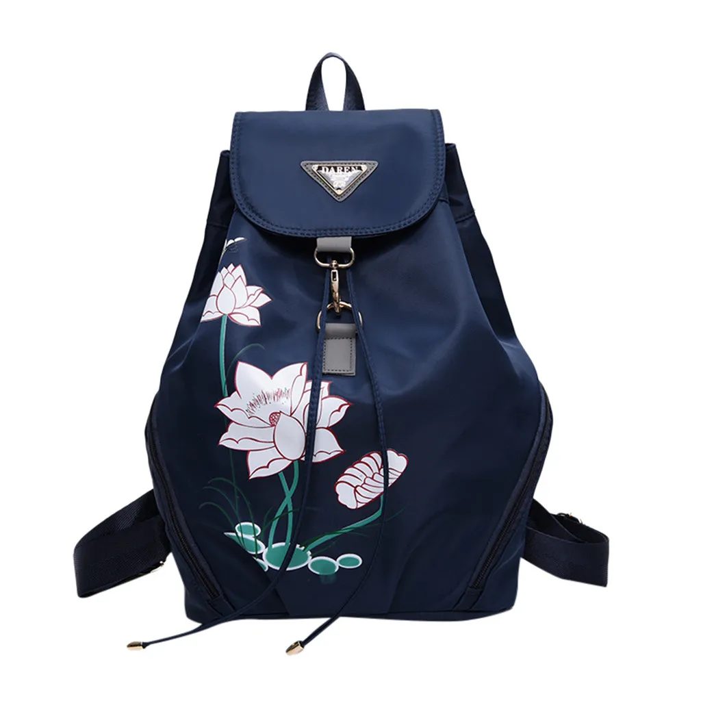 

Aelicy Retro Print Nylon Female Backpack Women Bag Fashion Outdoor Travel Female School Bags Soft School Backpack Women