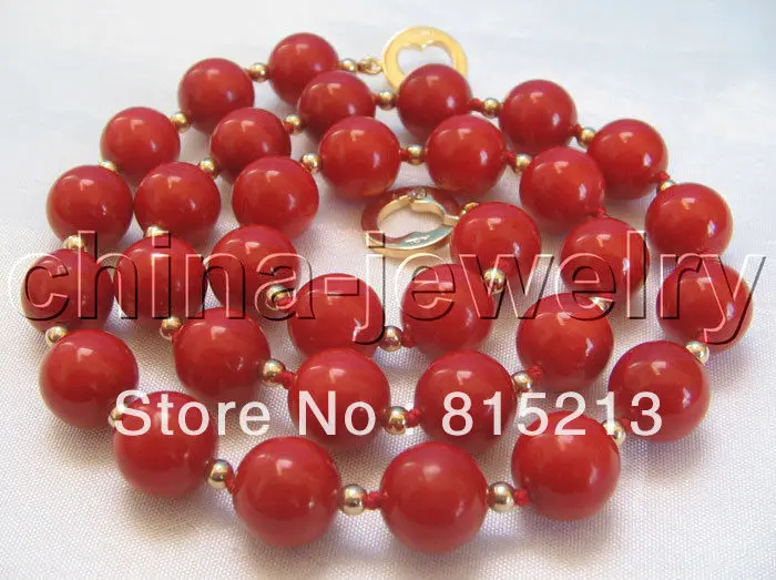 

ddh0048 Beautiful AAAA 18 " 10mm perfect round red coral necklace-14KGP/20 28% Discount