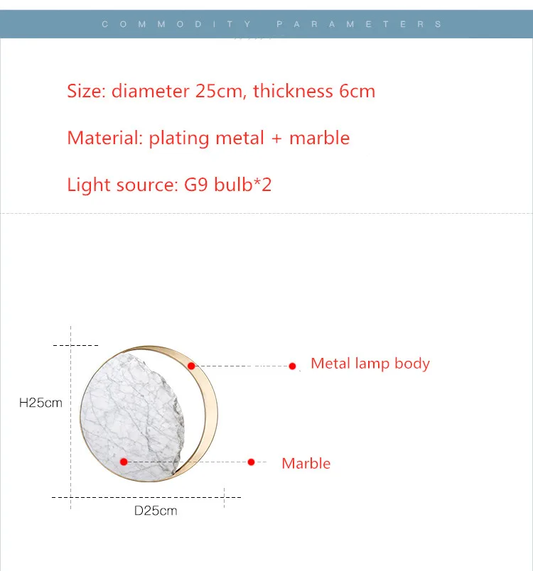 Круглый мраморный светодиодный настенный светильник для гостиной 90-260 В, Светильники для внутреннего освещения, прикроватные настенные светильники, настенный светильник для коридора, поверхностное крепление
