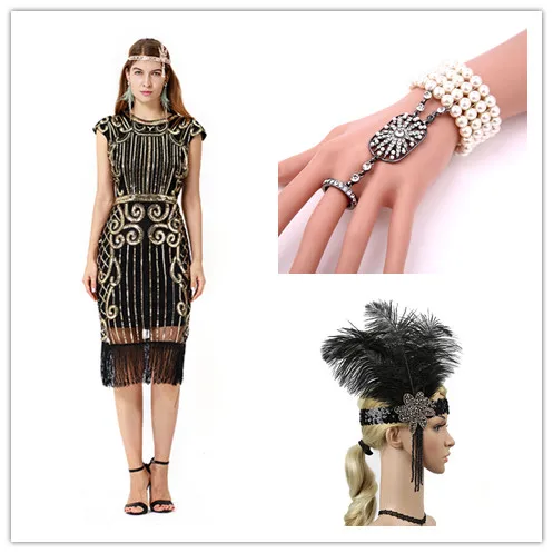

1920s Flapper Dress Great Gatsby Party Evening Sequins Fringed Dresses Gown