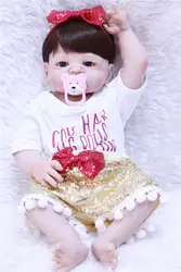55 см полный Силиконовый Reborn Baby Doll игрушки Прекрасный новорожденный девочка младенец подарок на день рождения ребенка подарок bebe Brinquedos