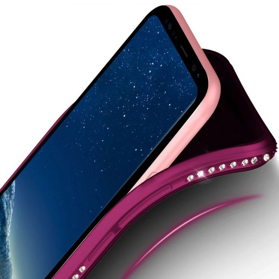 Блестящий бампер TPU Алмазный чехол для Samsung Galaxy S8 S9 Plus S7 Edge Note 9 A6 A8 J4 J6 2018 J3 J5 J7 Prime A3 A5