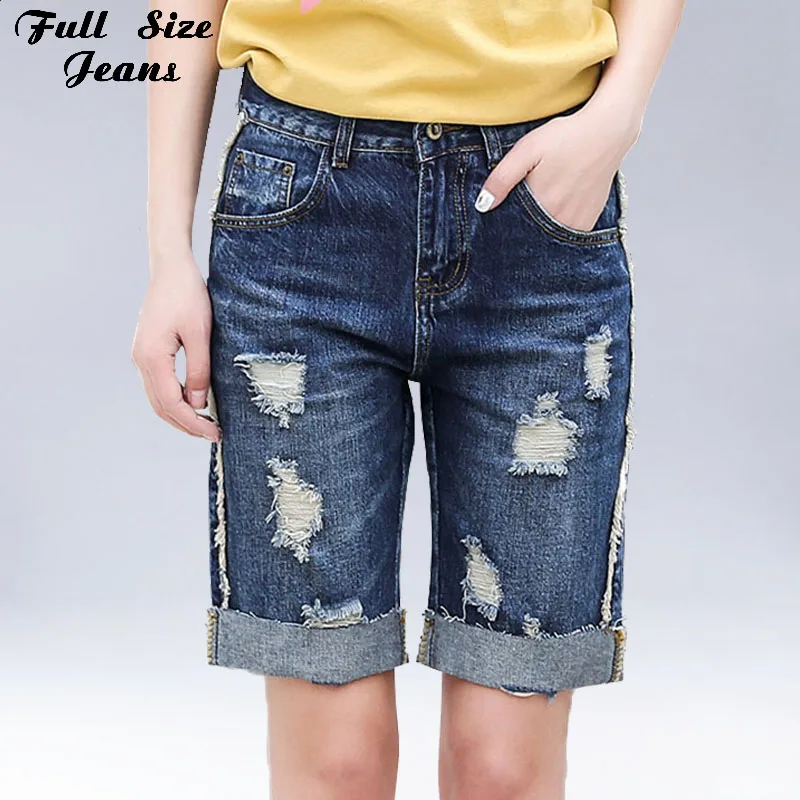 Mid Waist Washed Denim Shorts Oversize Hot Denim Shorts For Women Plus