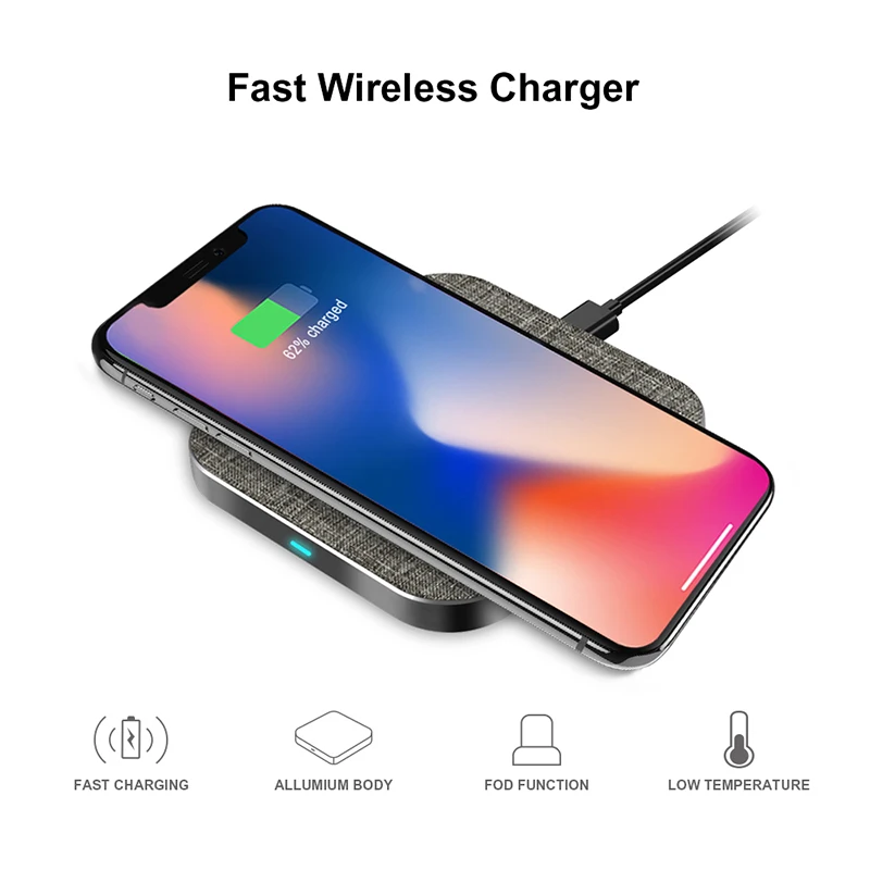 Квадратный Рабочий стол Qi Беспроводное зарядное устройство для iPhone Xs Max X 8 10 Вт