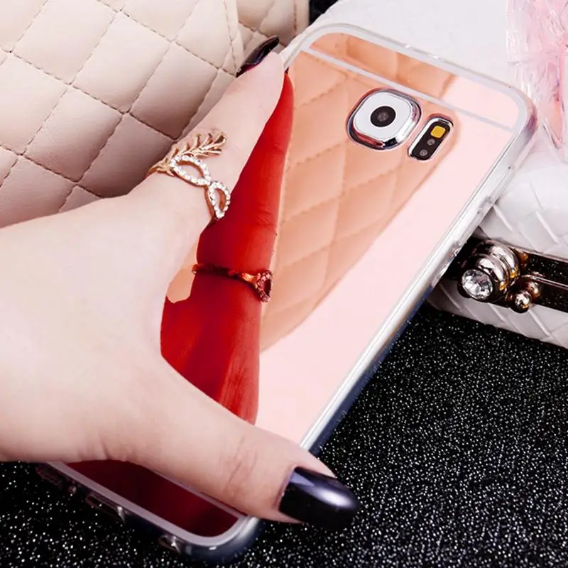 Роскошное зеркало ТПУ чехлы для samsung Galaxy A750 J2 CORE PRO A6 A8 J6 J4 Plus Note9 S8 S9 розовый Золотой Блестящий Модный мягкий чехол