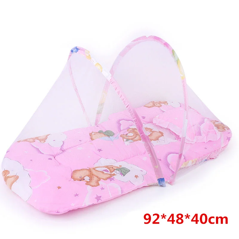 Складные детские постельные принадлежности для кроватки, переносные детские противомоскитные сетки, матрас для кровати, подушка, костюм для детей, летние защитные палатки, постельные принадлежности - Цвет: pink