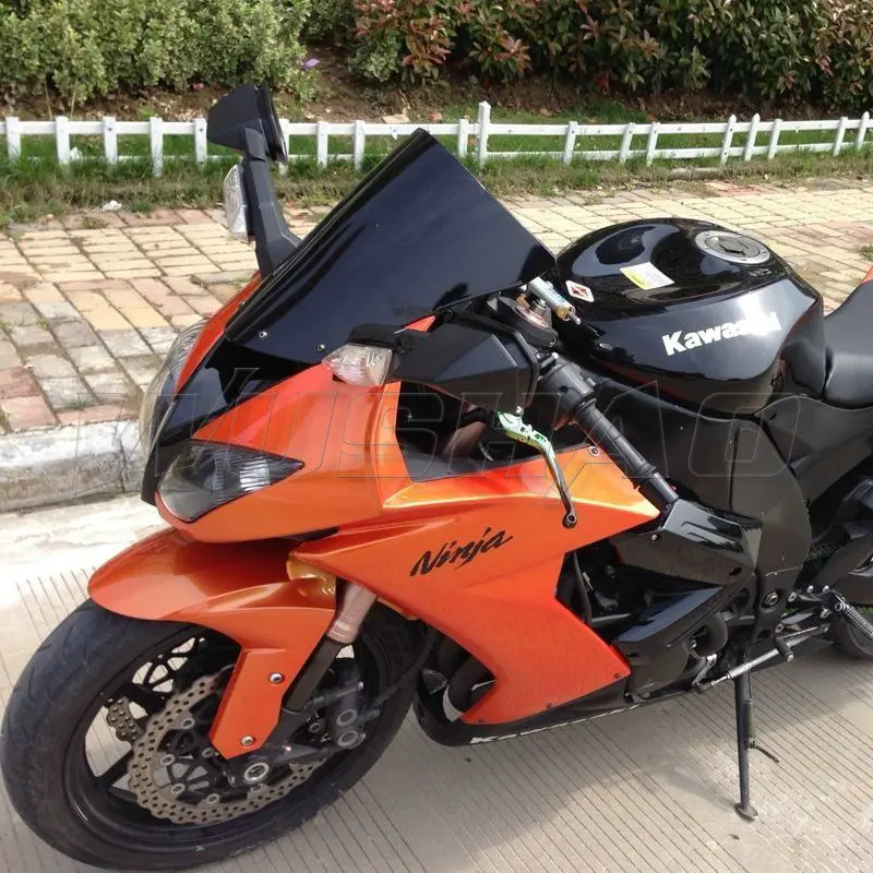 

Motorcycle Double Bubble Windshield WindScreen Screen For 2009 - 2015 2018 Kawasaki Ninja 636 ZX6R ZX-6R ZX10R ZX-10R ZX 6R 10R