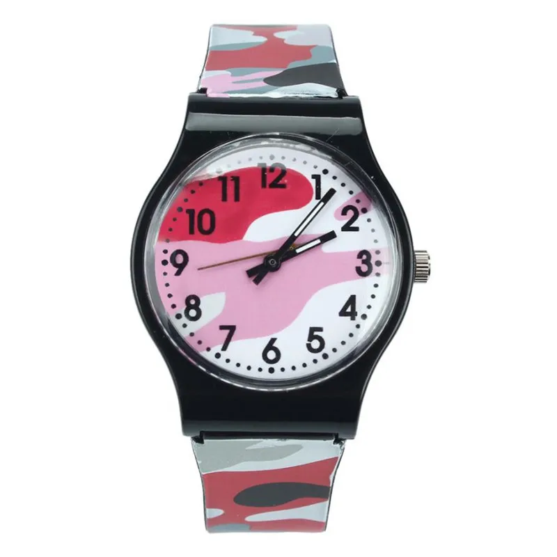 Креативные часы Детские камуфляжные детские часы кварцевые наручные часы для девочек мальчиков H0404 - Цвет: Red