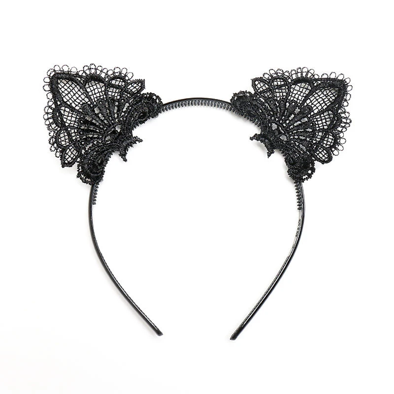 

Fancy Black Girl Lace Cat Ears Headbands Party Dancing Party Fashion Hairband Wedding Festival