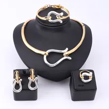 Mujer Africana Sistemas de La Joyería Chapados En Oro de 3 Colores de Moda Collar de Sistemas de La Joyería Nupcial de La Boda Elegante de La Boda Romántica